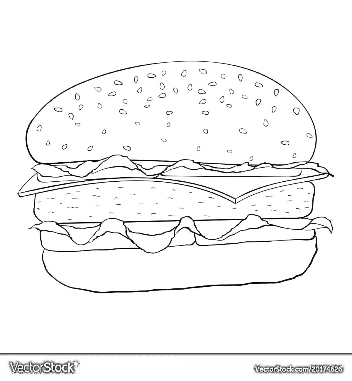 На раскраске изображено: Бутерброд, Колбаса, Сыр, Салат, Еда