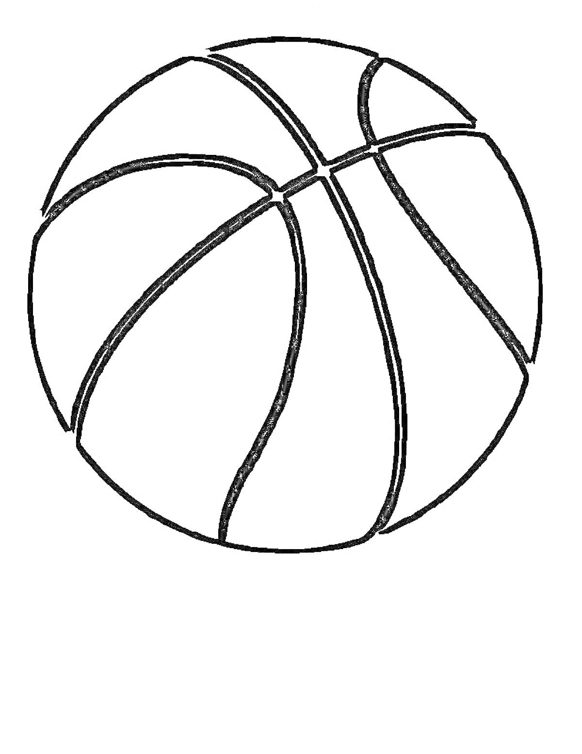 Раскраска Баскетбольный мяч с линиями