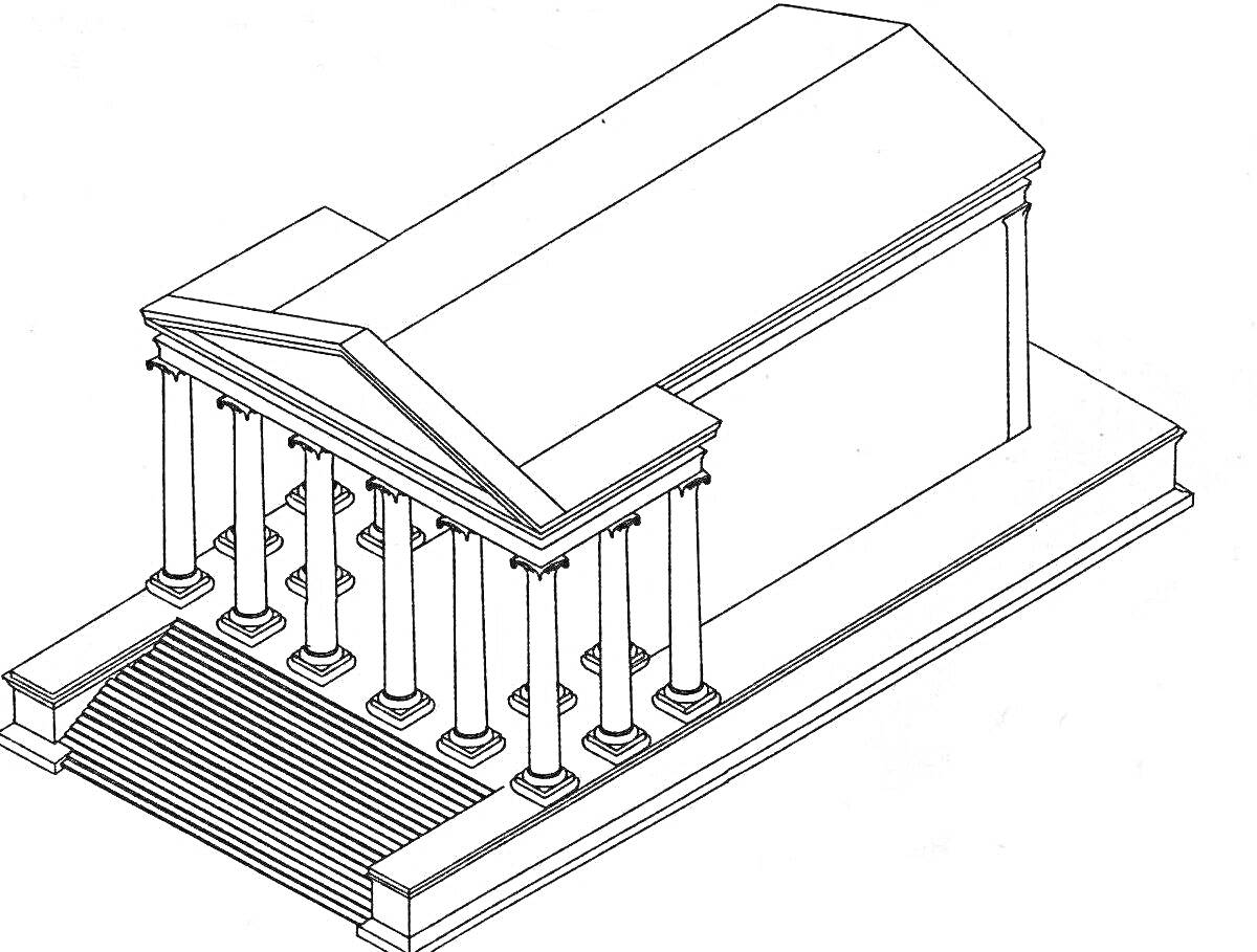 Древнегреческий храм с колоннами и ступенями
