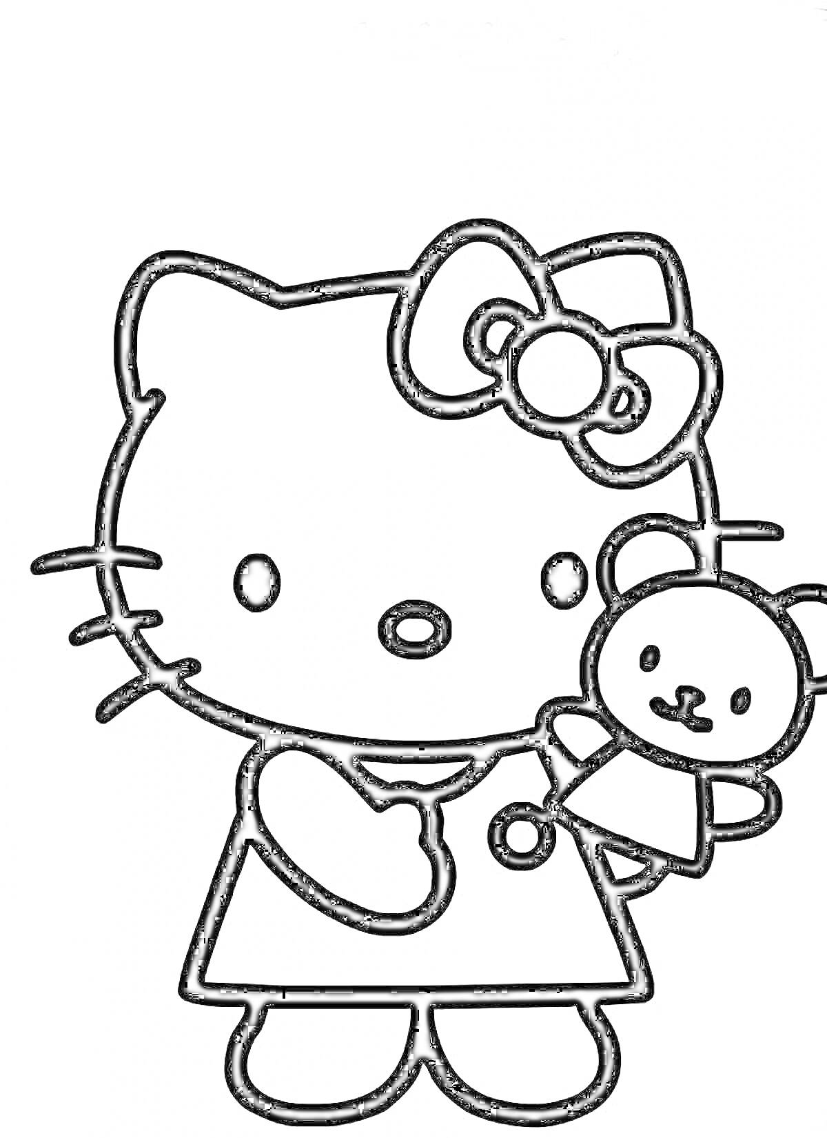 Раскраска Hello Kitty с мишкой