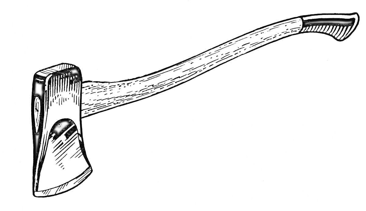 Раскраска Топор с длинной ручкой и широким лезвием для раскрашивания