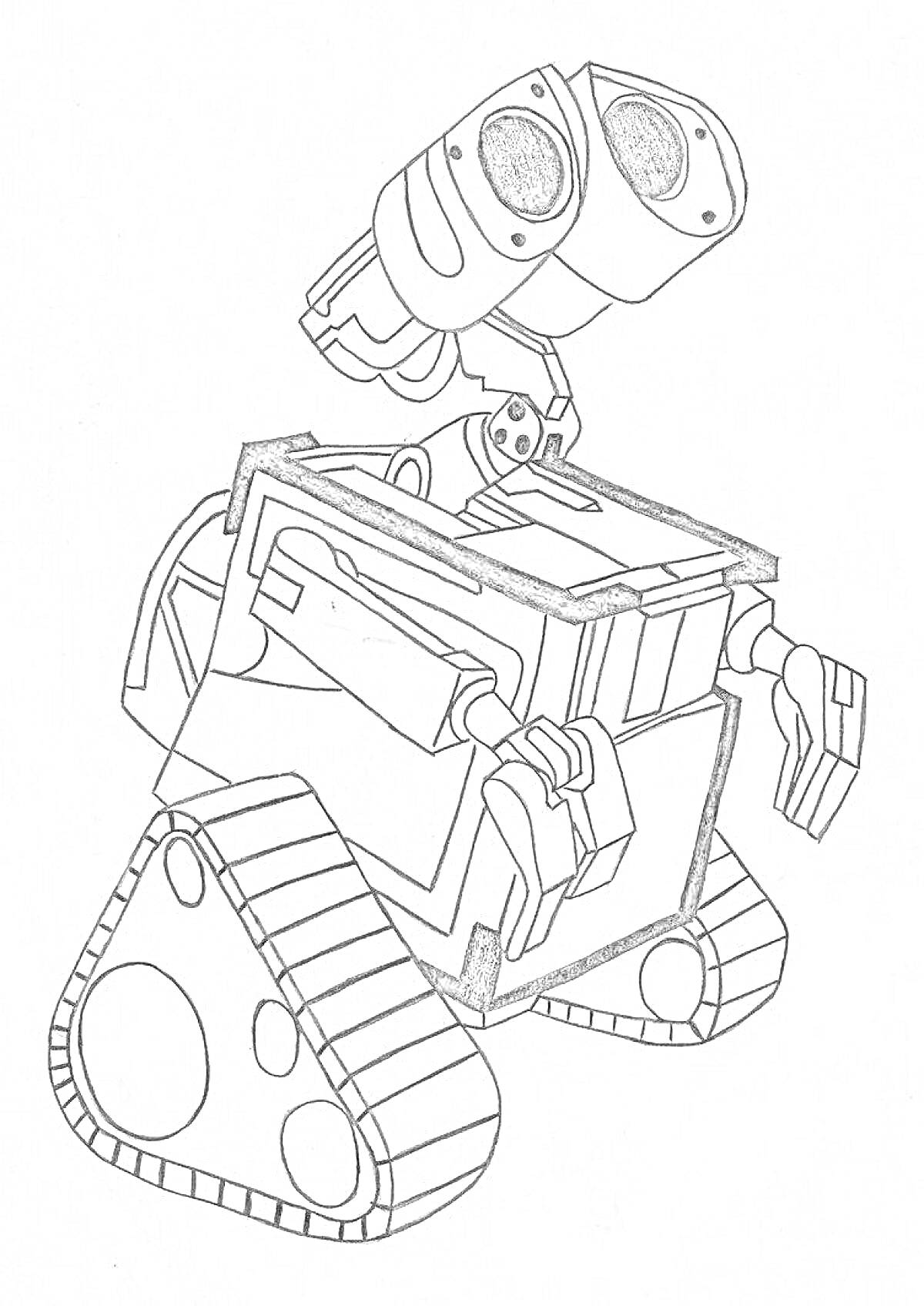 Раскраска Робот ВАЛЛ-И на карнавале, смотрящий вверх