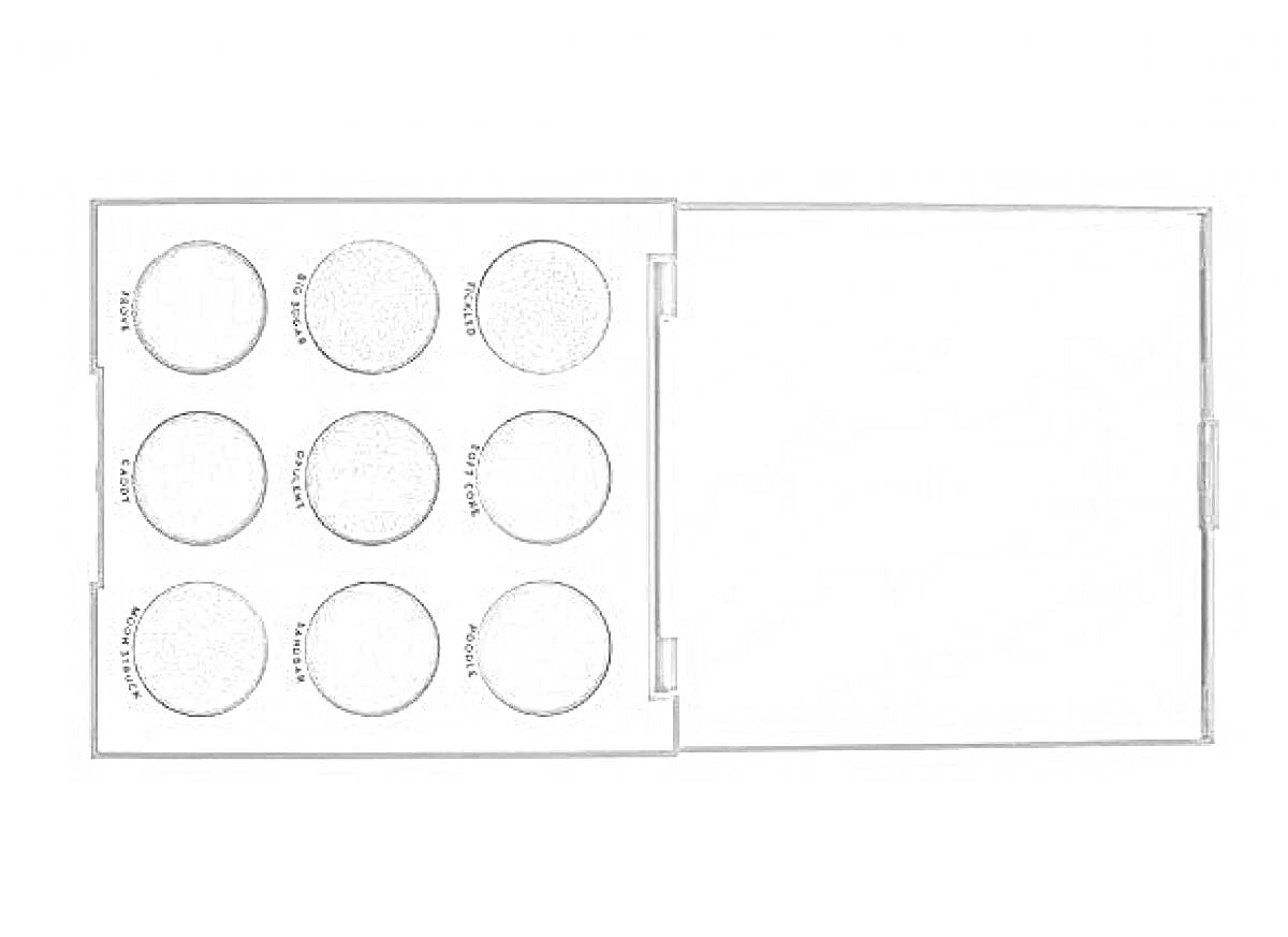 Раскраска палетка теней 9 цветов, коробка, 9 теней, 3х3 сетка