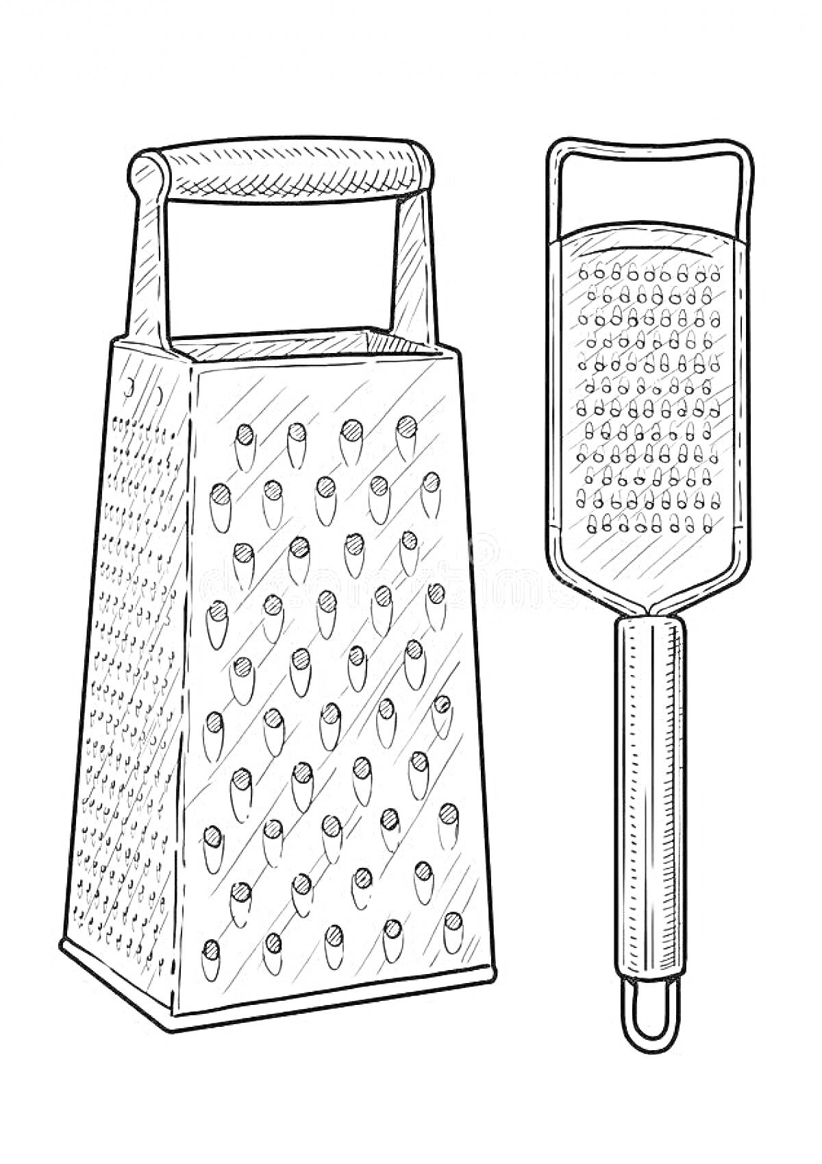 На раскраске изображено: Терка, Кухонные принадлежности, Кухонный инструмент, Приготовление пищи, Ручка