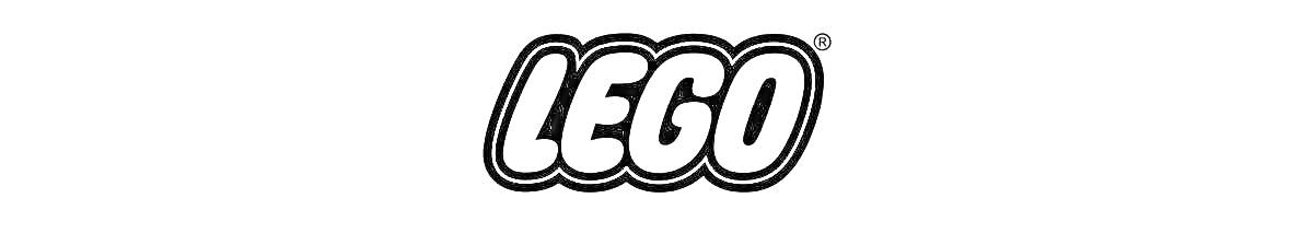 Раскраска Логотип LEGO в черно-белом дизайне с контурами для раскрашивания.