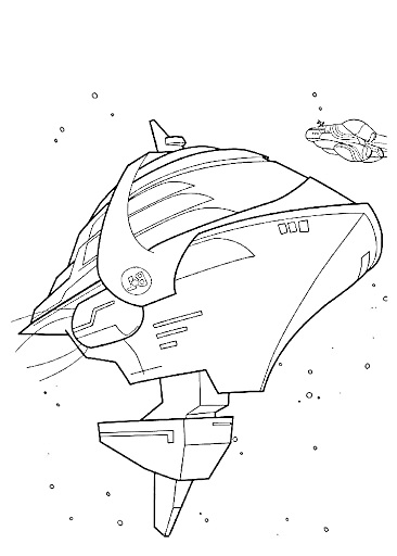 Раскраска Два космических корабля на звездном фоне