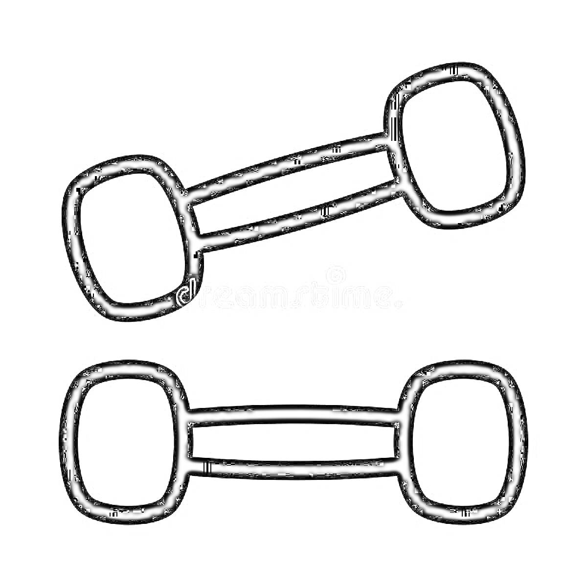 На раскраске изображено: Гантели, Спорт, Фитнес, Инвентарь, Тренировка