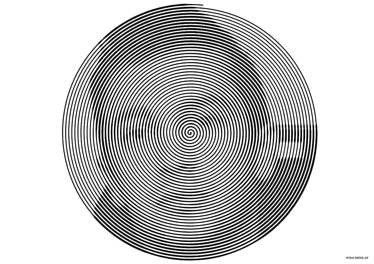  Spiral Betty, черно-белое спиралевидное изображение лица человека.