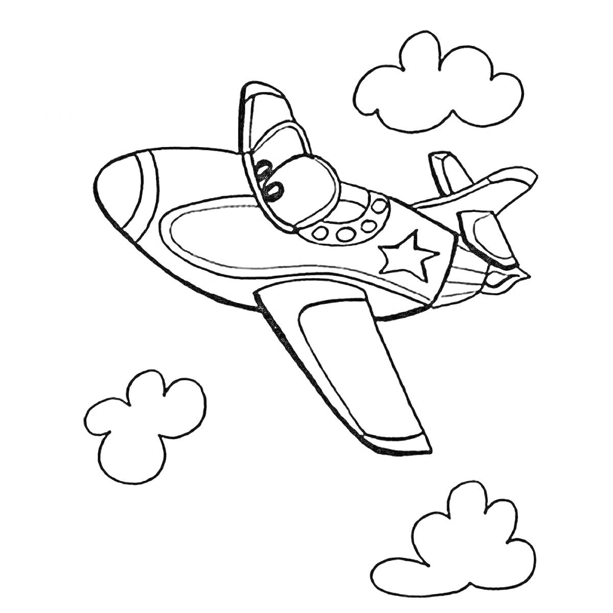 На раскраске изображено: Полет, Облака, Крылья, Небо, Иллюминаторы