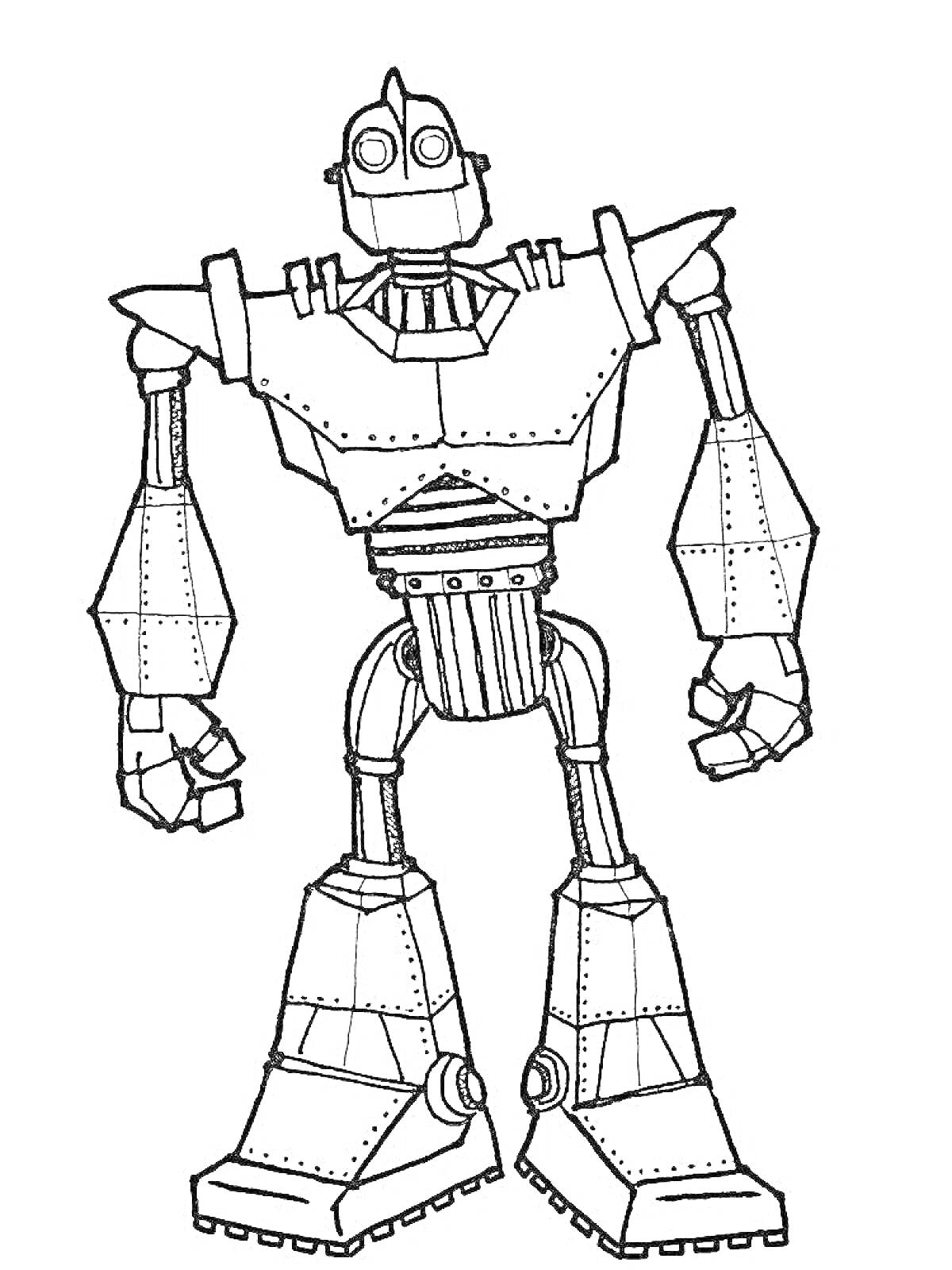 Раскраска Большой робот с крепким телом, большими ногами и руками