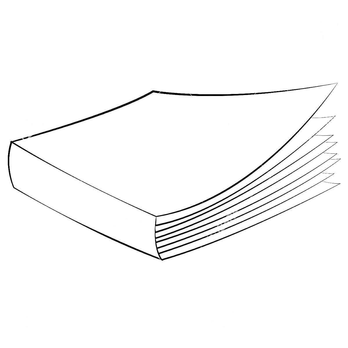 Раскраска Тетрадь с пятью листами, изображение сбоку