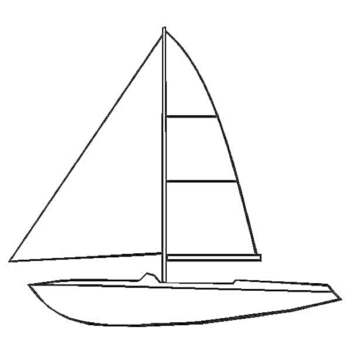 На раскраске изображено: Яхта, Мачта, Корпус, Лодка, Море