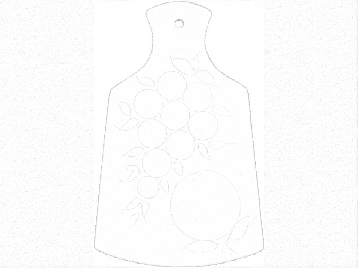 Раскраска Разделочная доска с рисунком из яблок и листьев