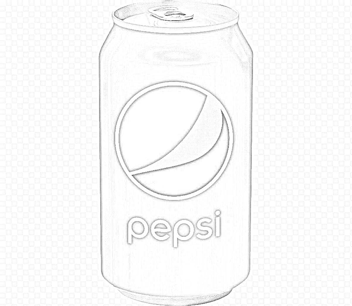 Раскраска жестяная банка с логотипом пепси на прозрачном фоне