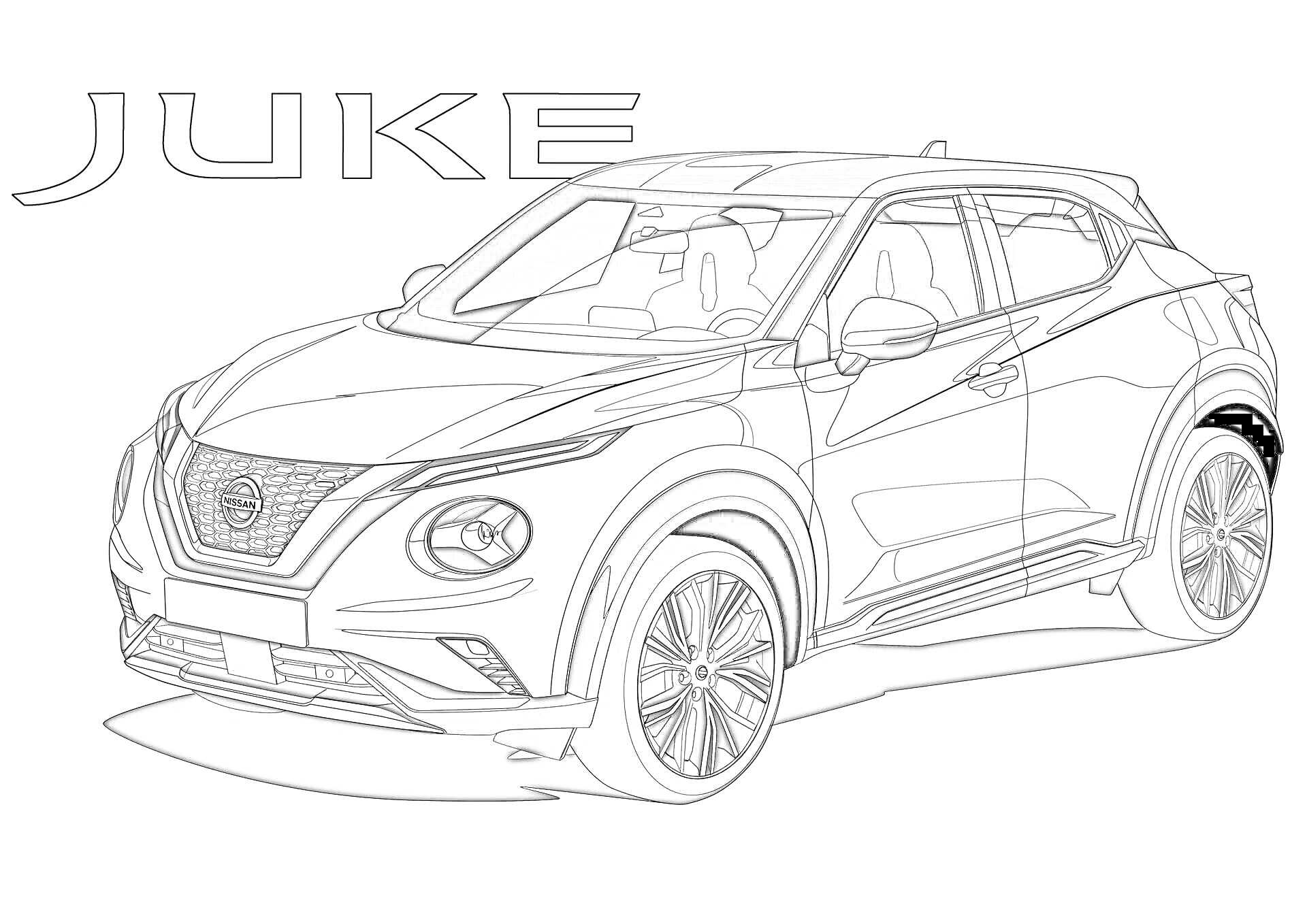 Раскраска Раскраска с изображением автомобиля Nissan Juke