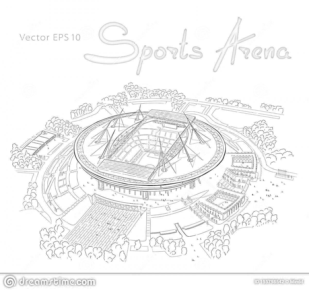 На раскраске изображено: Стадион, Спорт, Арена, Архитектура, Проект, Строительство, Трибуны