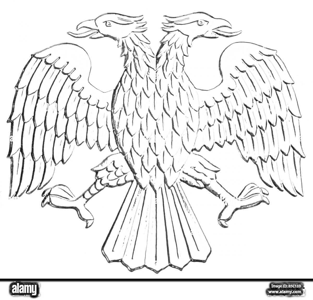 Раскраска Двуглавый орел с распростертыми крыльями