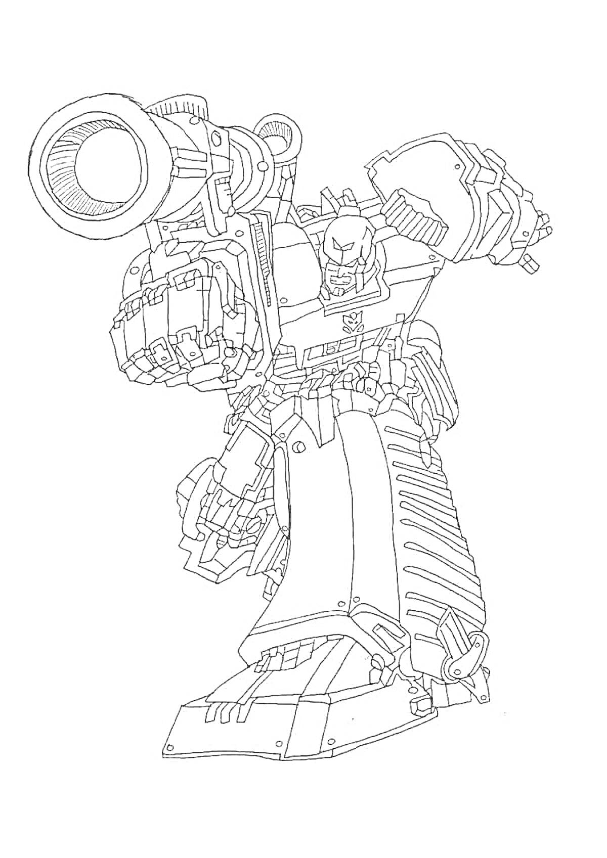 Раскраска Робот с пушкой и крупными деталями