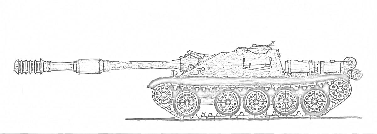 На раскраске изображено: Танк, ИСУ-152, Гусеницы, Орудие, Военная техника