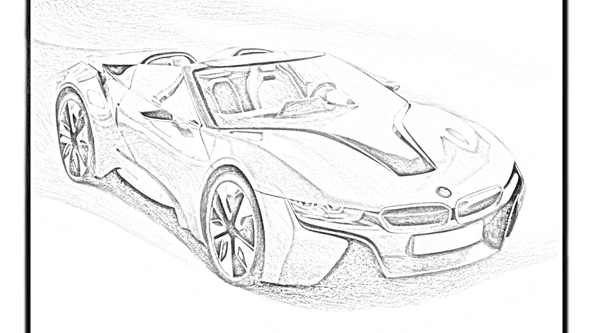 Раскраска Раскраска с изображением автомобиля BMW i8 кабриолет