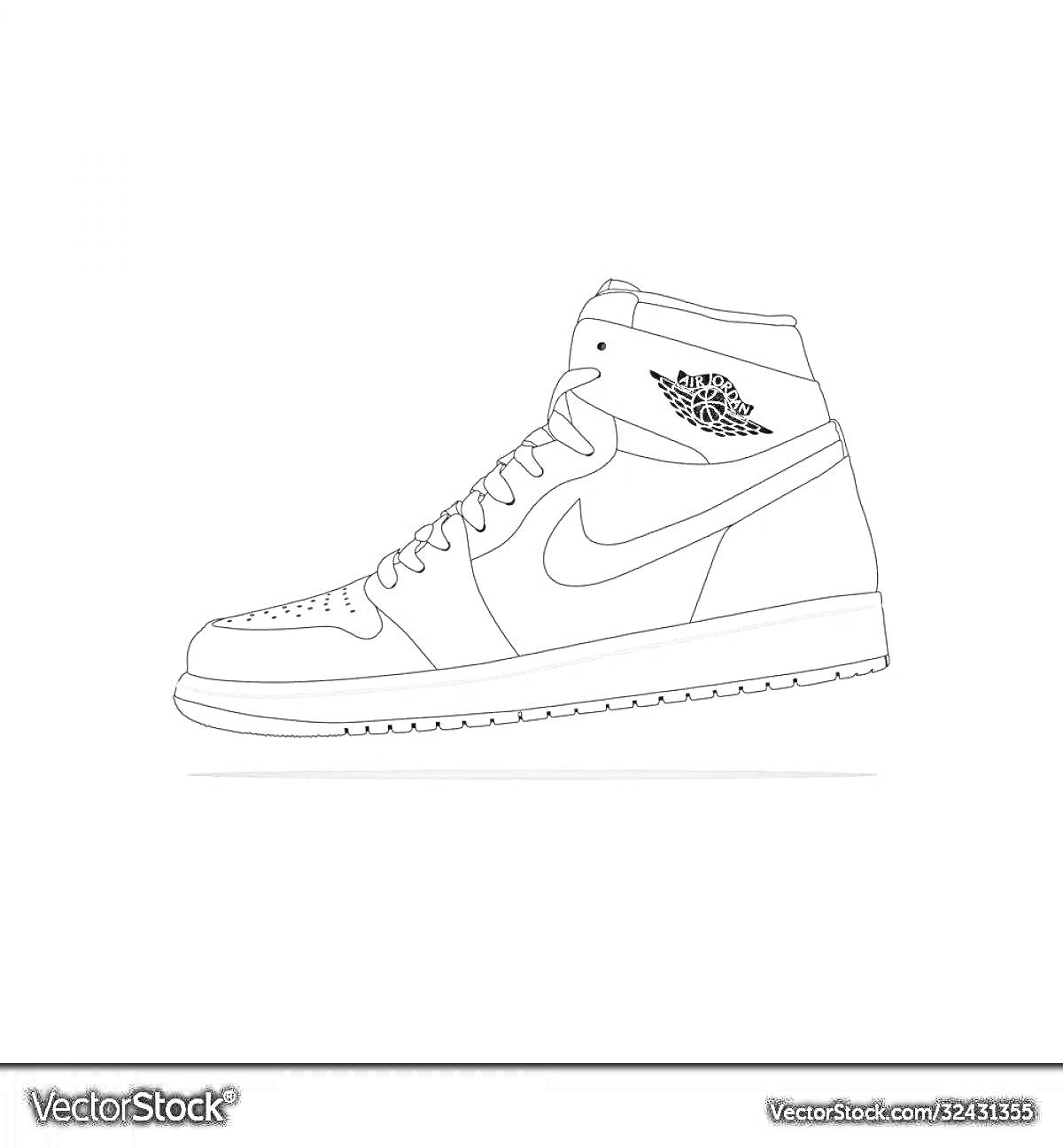 На раскраске изображено: Спортивная обувь, Nike