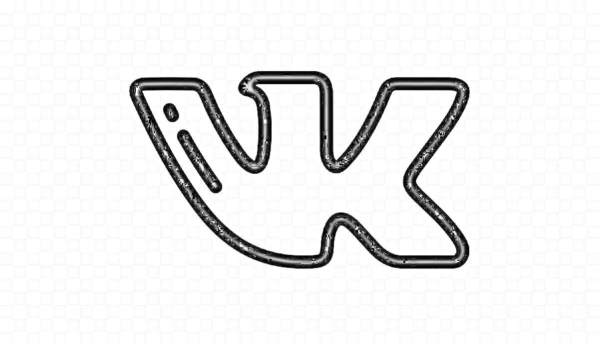Раскраска Логотип VK, черное контурное изображение на прозрачном фоне