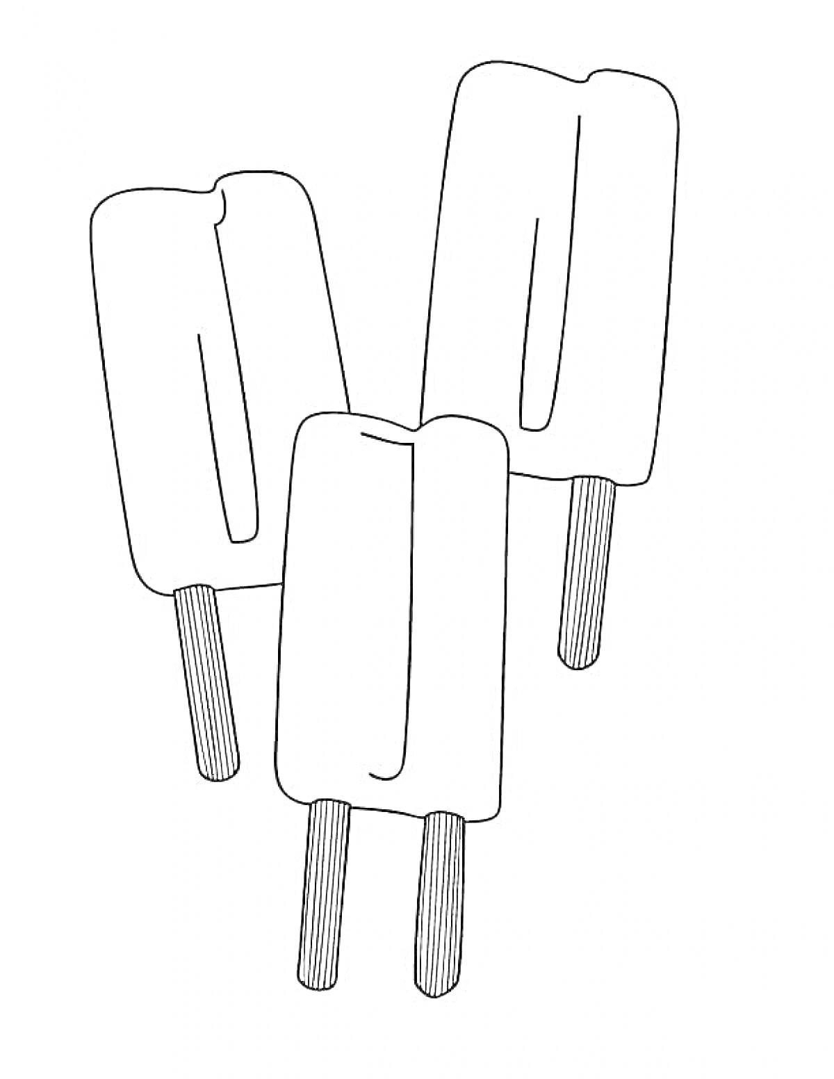 Раскраска Три эскимо на палочке