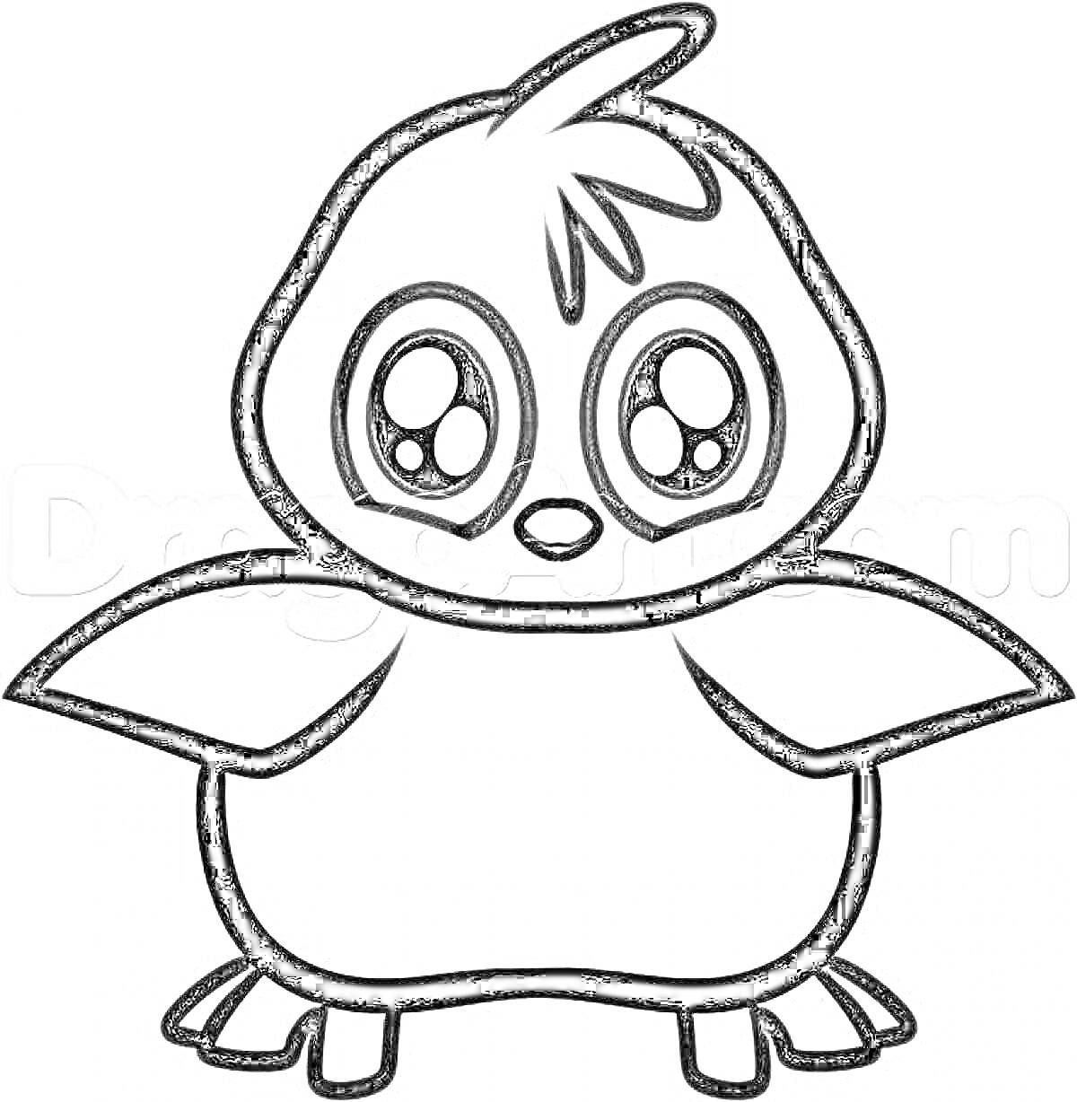 Раскраска милый пингвин с большими глазами