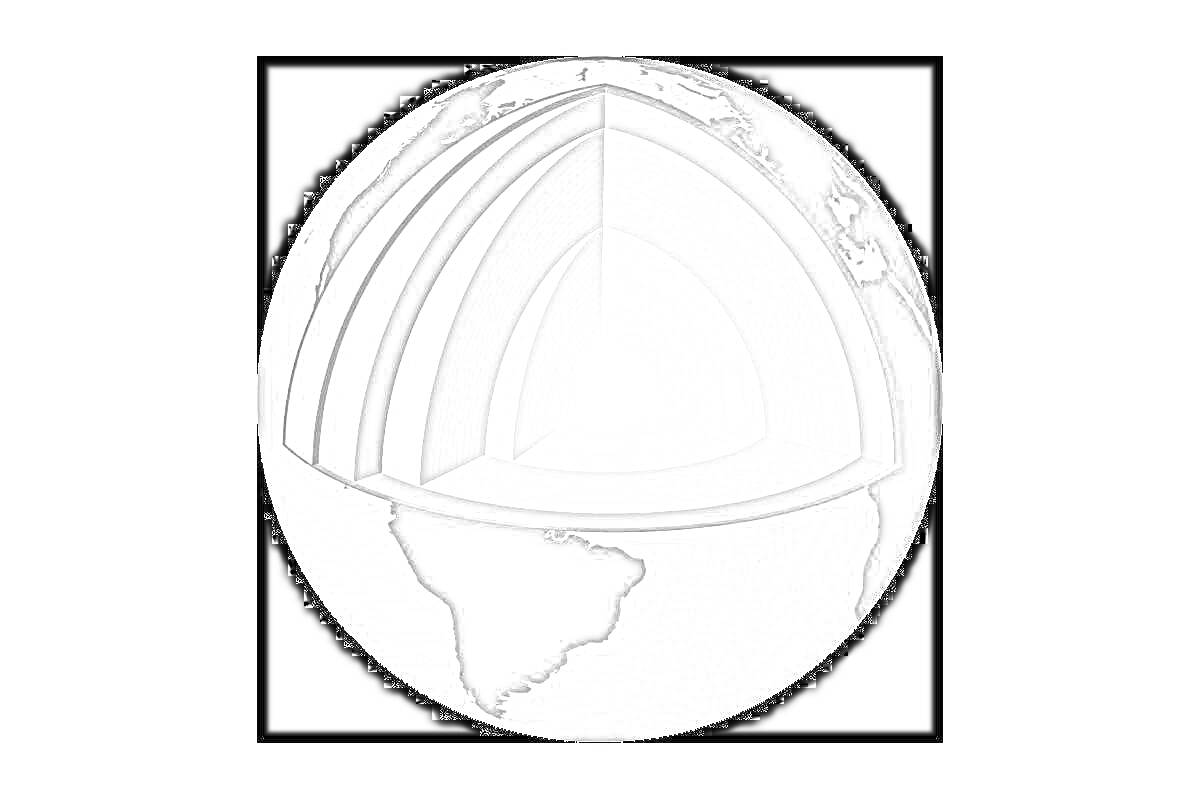 строение земли с изображением коры, мантии и ядра