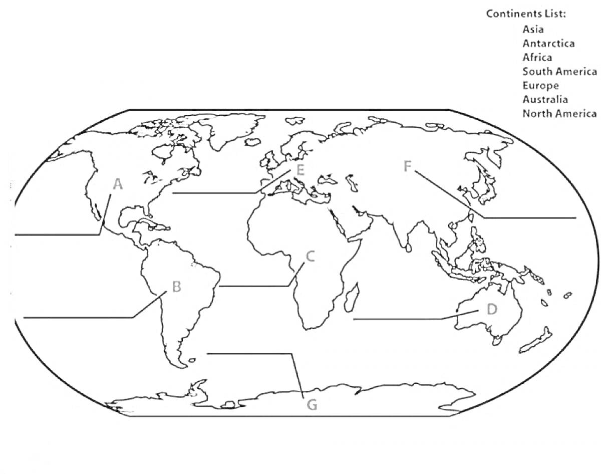На раскраске изображено: Карта мира, Контурная карта, Континенты, География, Обучение, Азия, Антарктида, Африка, Южная Америка, Европа, Австралия, Северная Америка