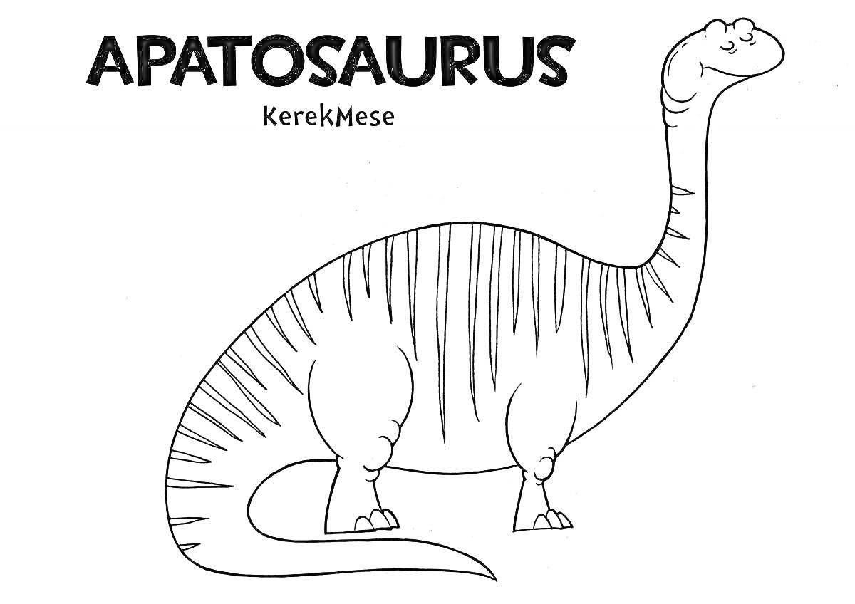 Раскраска Апатозавр с надписями APATOSAURUS и KerekMese