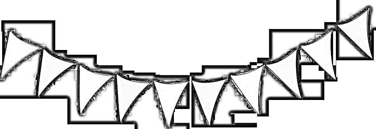 Раскраска Флажки на нитке в виде треугольников
