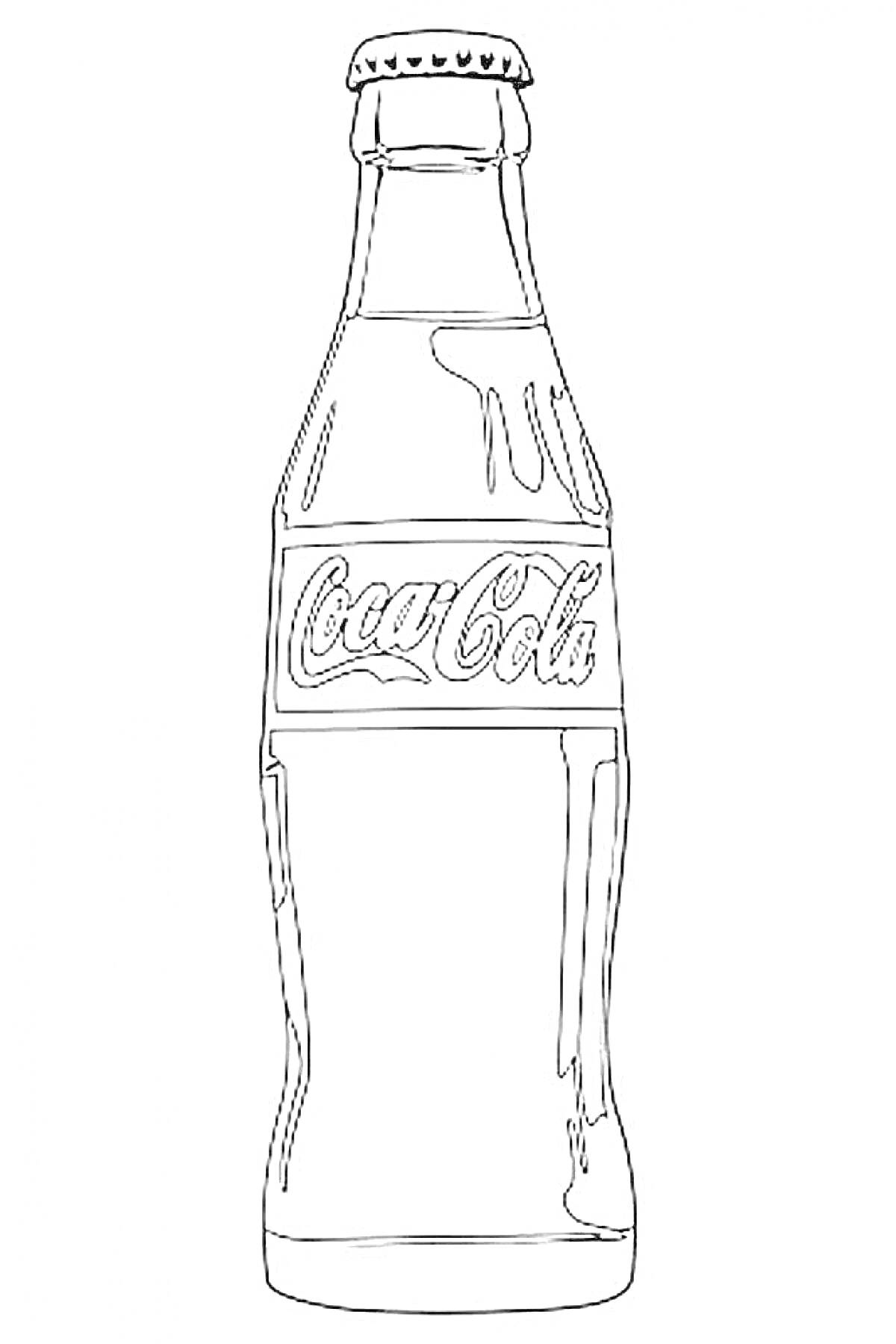 Раскраска Бутылка Coca-Cola в классическом дизайне