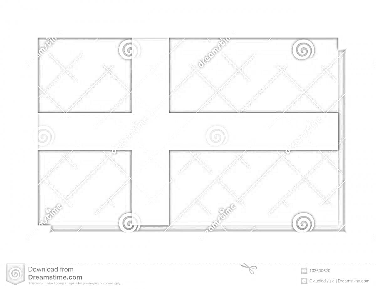 Раскраска Флаг Швеции на черно-белой раскраске