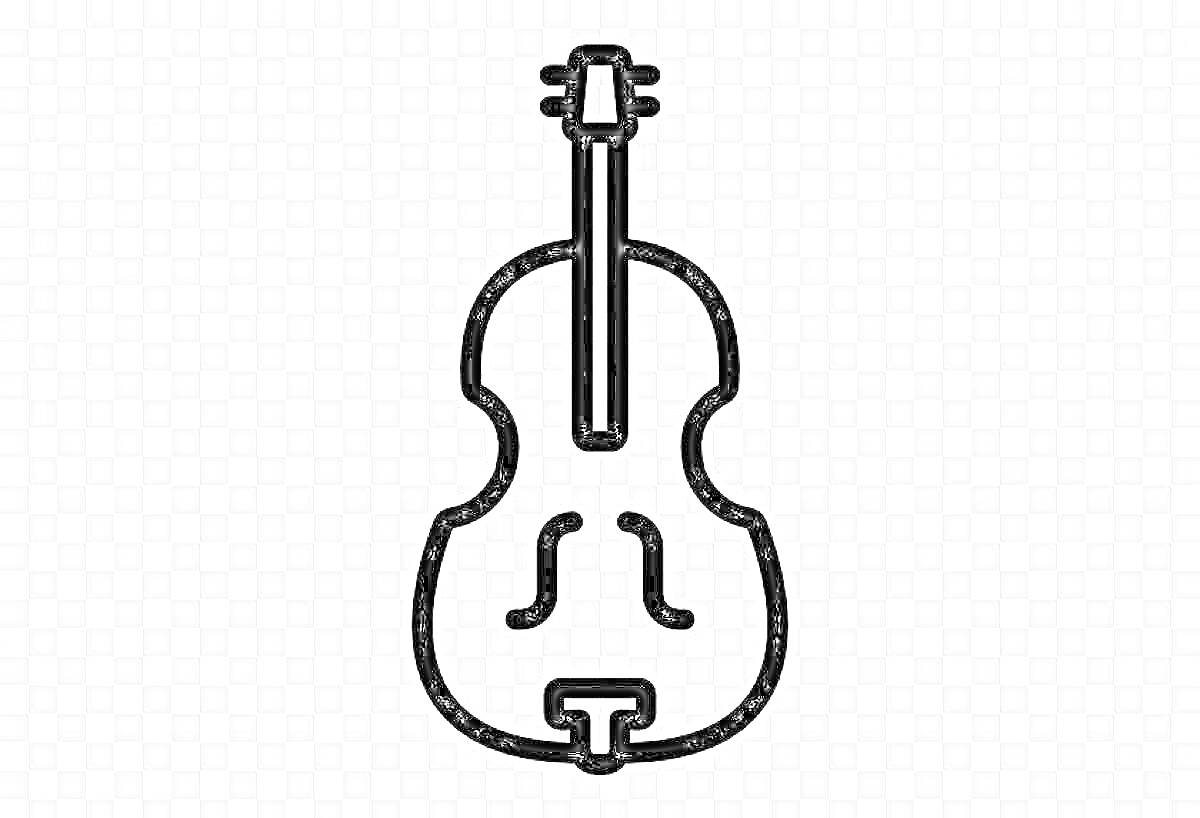 На раскраске изображено: Контрабас, Струны, Гриф, Музыкальные инструменты