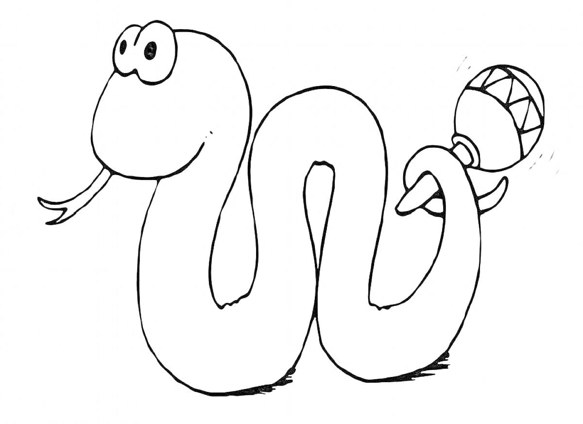 На раскраске изображено: Погремушка, Для детей, Змеи, Игрушки