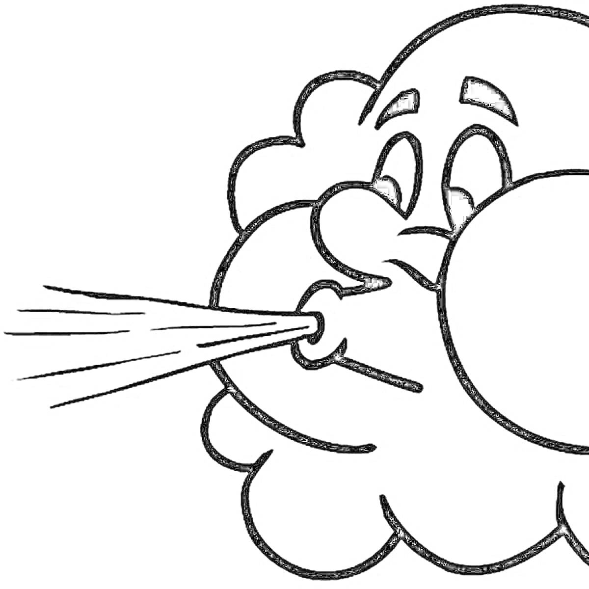 Раскраска Лицо облака, дующего ветер