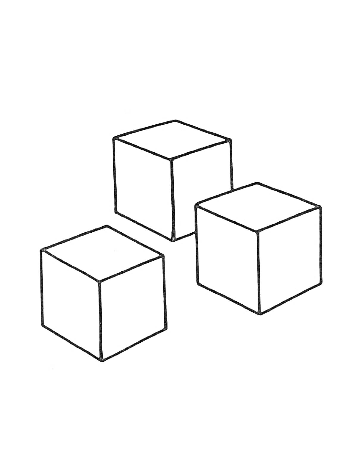 На раскраске изображено: Кубики, Геометрические фигуры, Кубы, Контурные рисунки