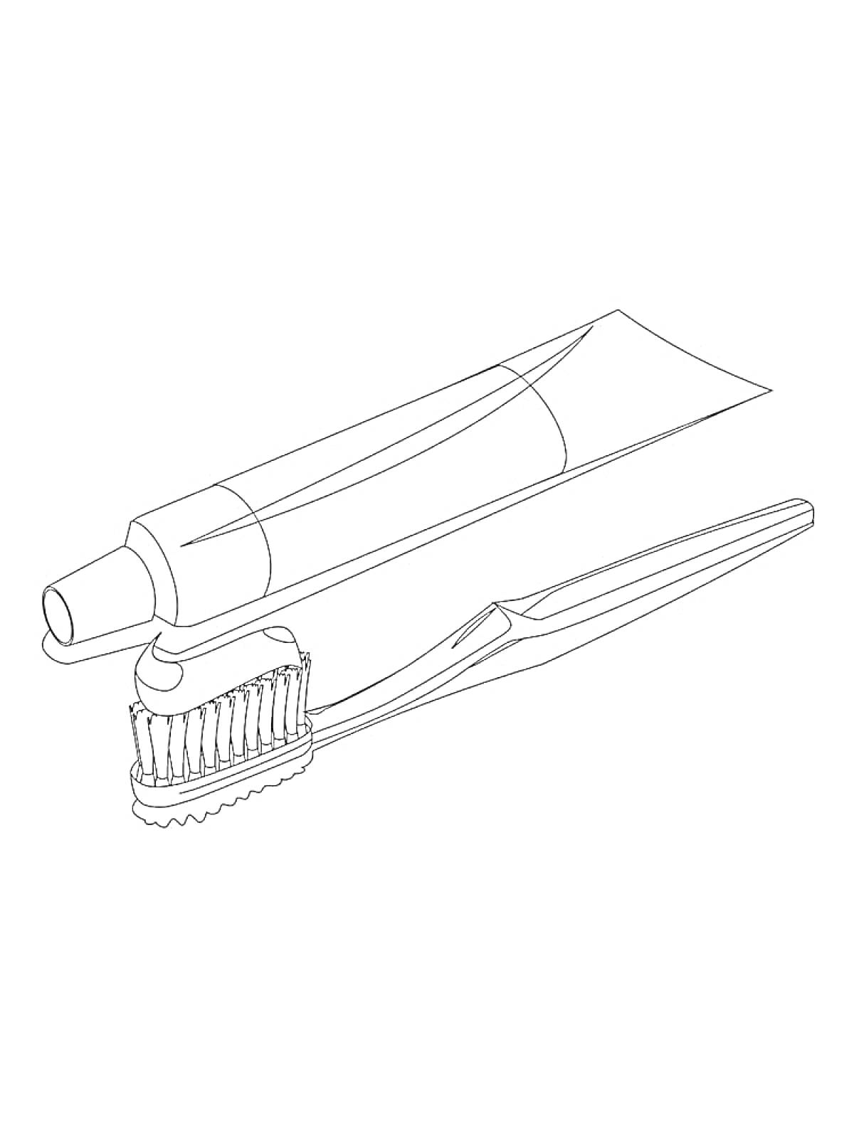 Раскраска Зубная щетка с зубной пастой