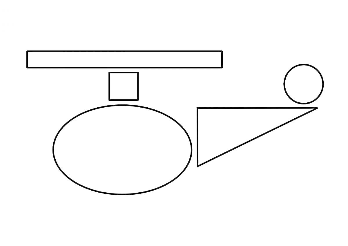Раскраска Вертолет с элементами: овал, прямоугольники, круг