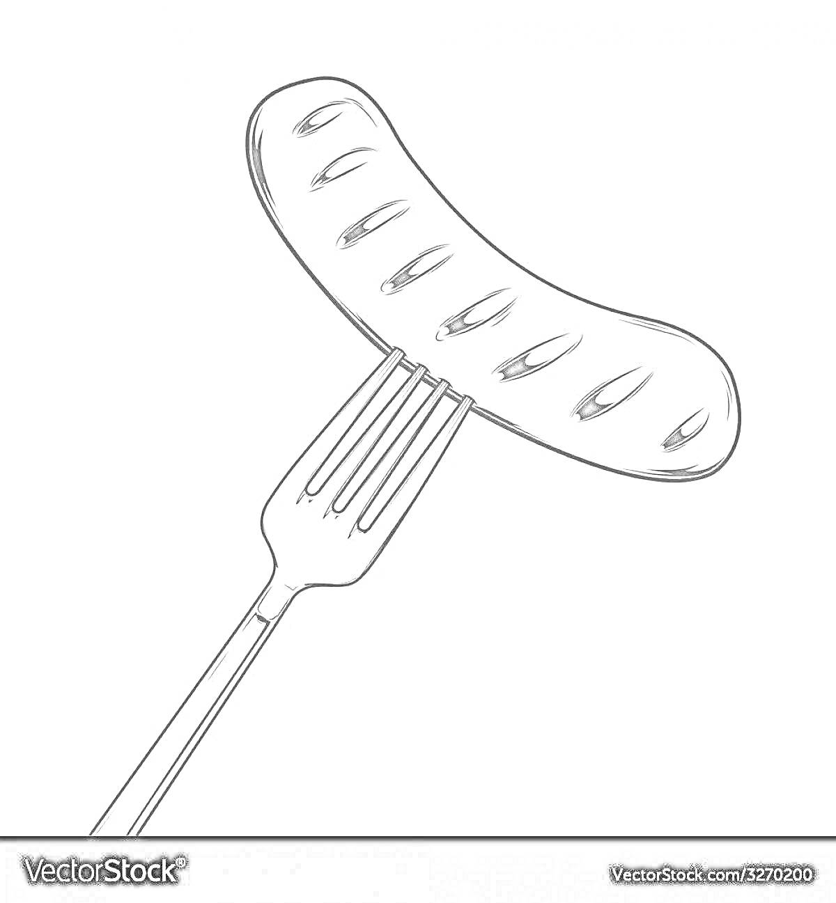 Раскраска Сосиска на вилке