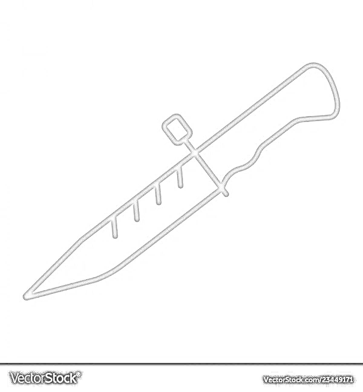 Раскраска Штык нож с рукояткой и защитой для пальцев