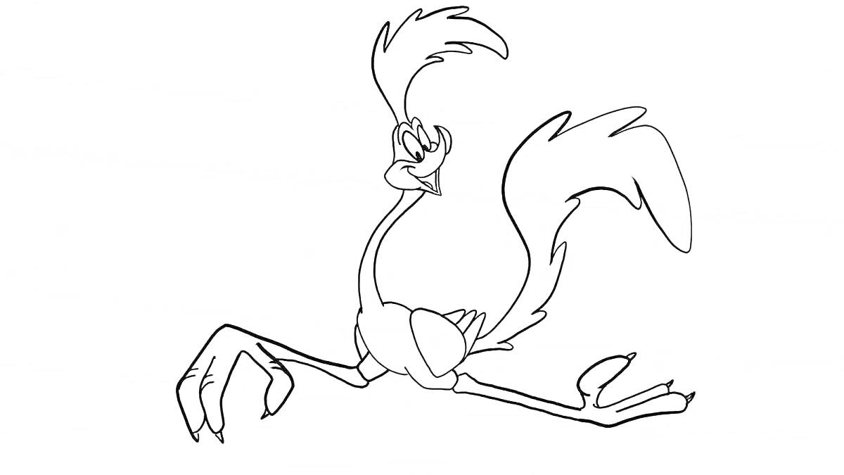 На раскраске изображено: Птица, Бег
