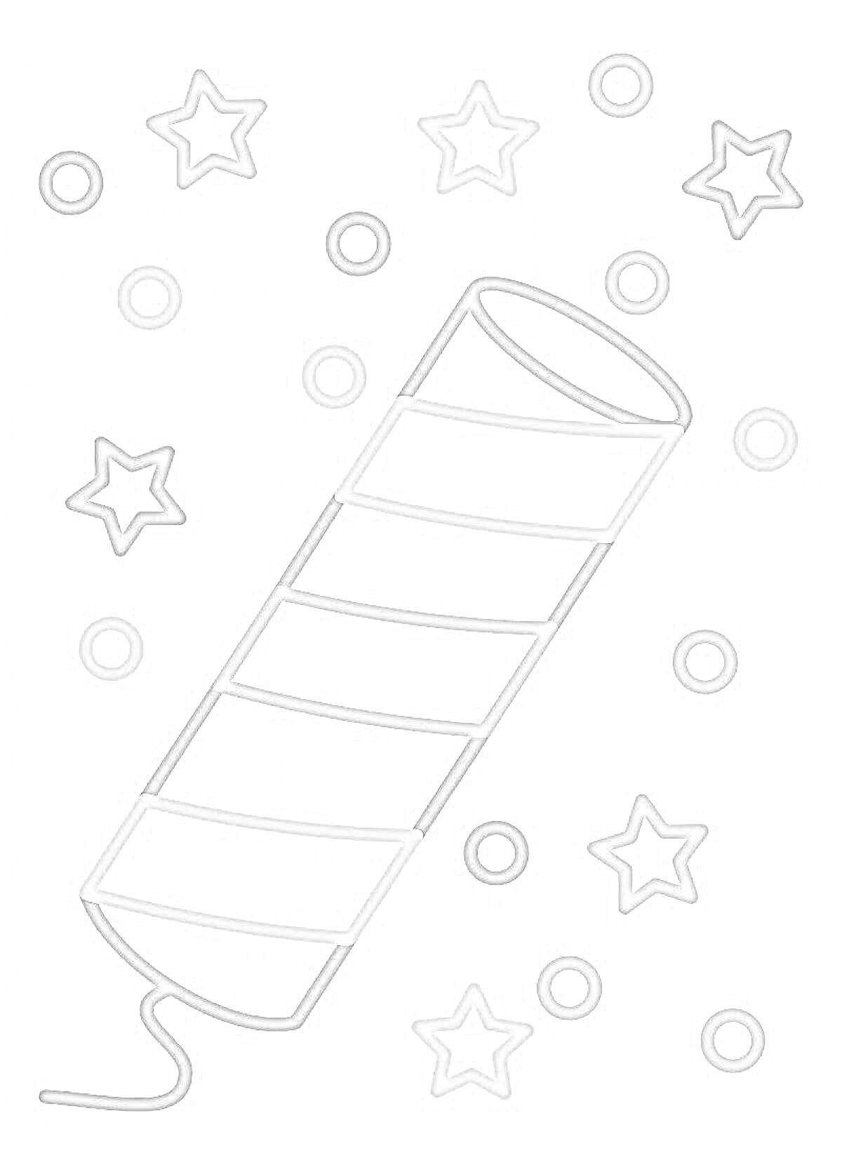 На раскраске изображено: Звезды, Круги, Новый год