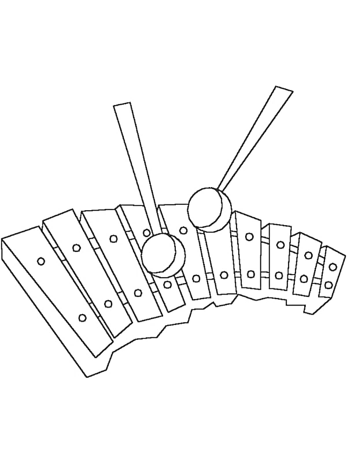 Раскраска Металлофон с двумя палочками