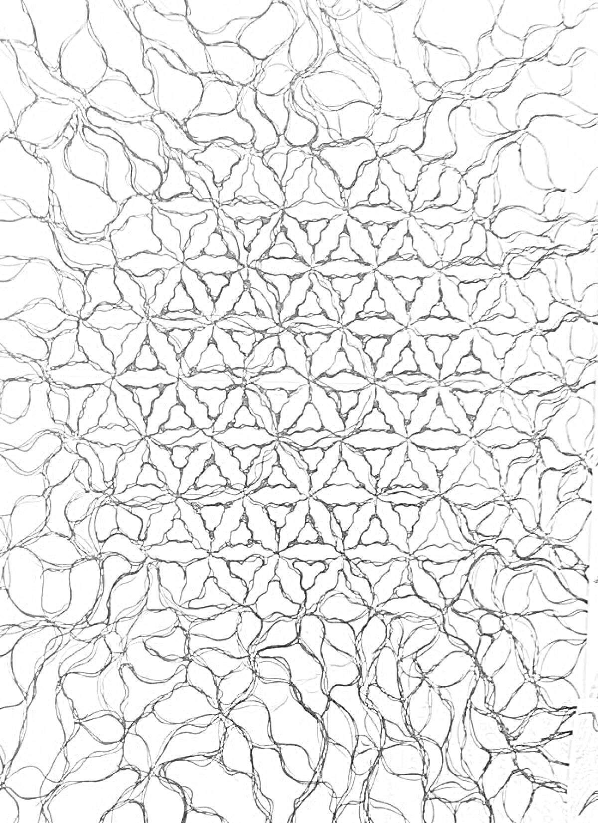 Раскраска Нейрографика с триугольными и волнообразными элементами