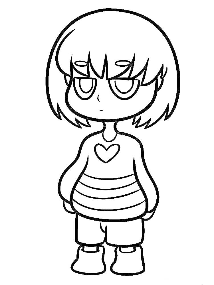 Персонаж из игры Undertale с сердцем на свитере