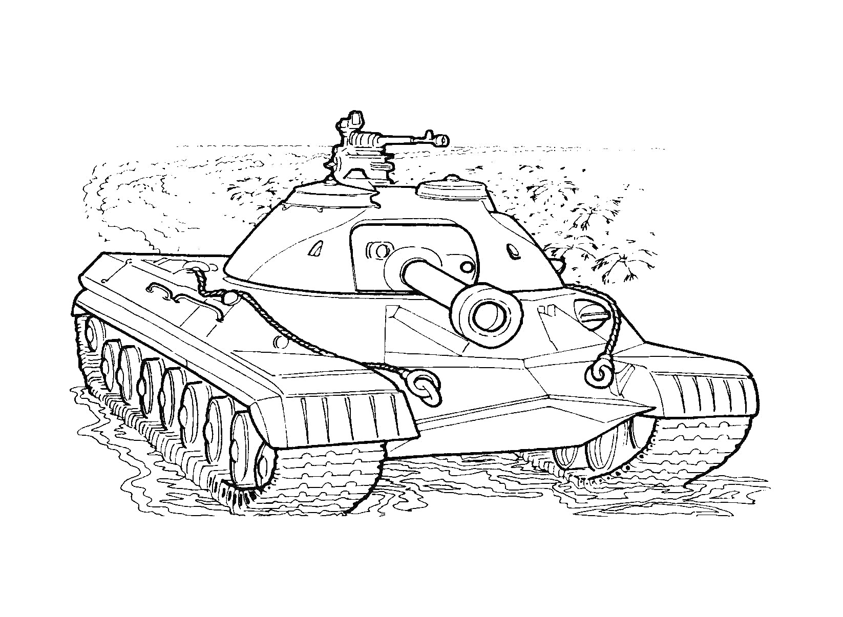 Раскраска Танковый бой в грязи
