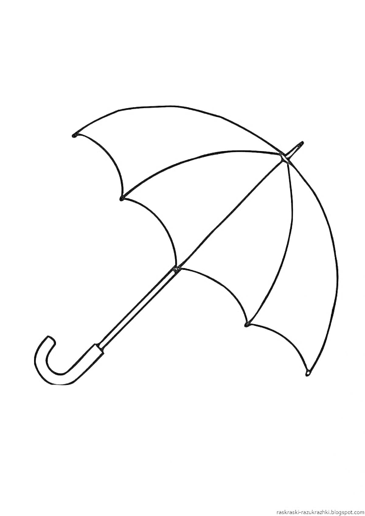 На раскраске изображено: Зонт, Изогнутая ручка, Антистресс, Для детей, Для взрослых, Контурные рисунки