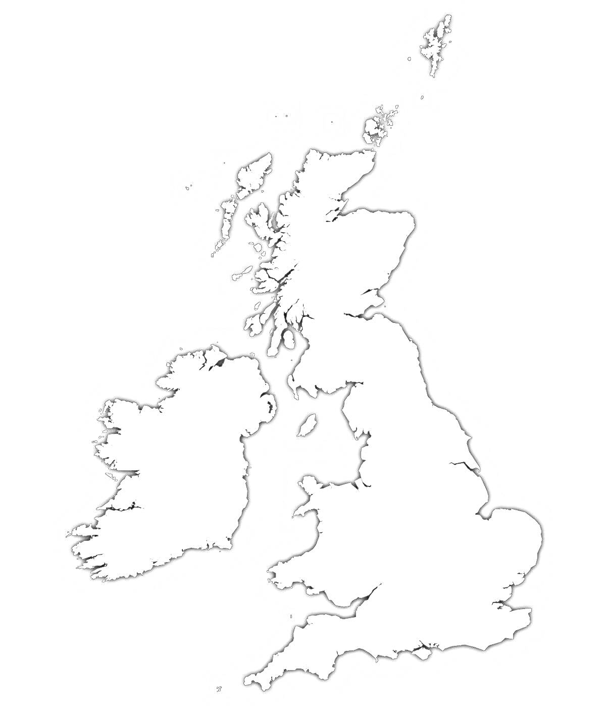 Раскраска Карта Великобритании и Ирландии для раскрашивания
